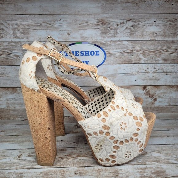 Jessica Simpson Shoes - Jessica Simpson Women Size 9B Brown/ White Ankle Strap High Block Heels Shoes